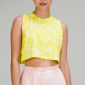 LULULEMON NWOT All Yours Cropped Tank 100% Pima Cotton Hot Neon Yellow‎ Size 10